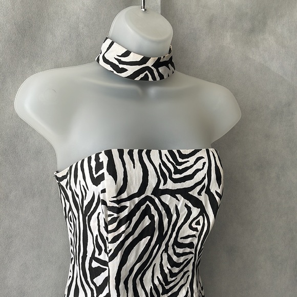 Jessica McClintock for Gunne Sax Millennium 2000 Zebra Print Gown Size Small/5 - Picture 2 of 6